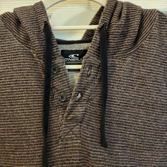 O'Neill Men's Brown & Black Hooded Striped Pullover - Picture 3 of 10